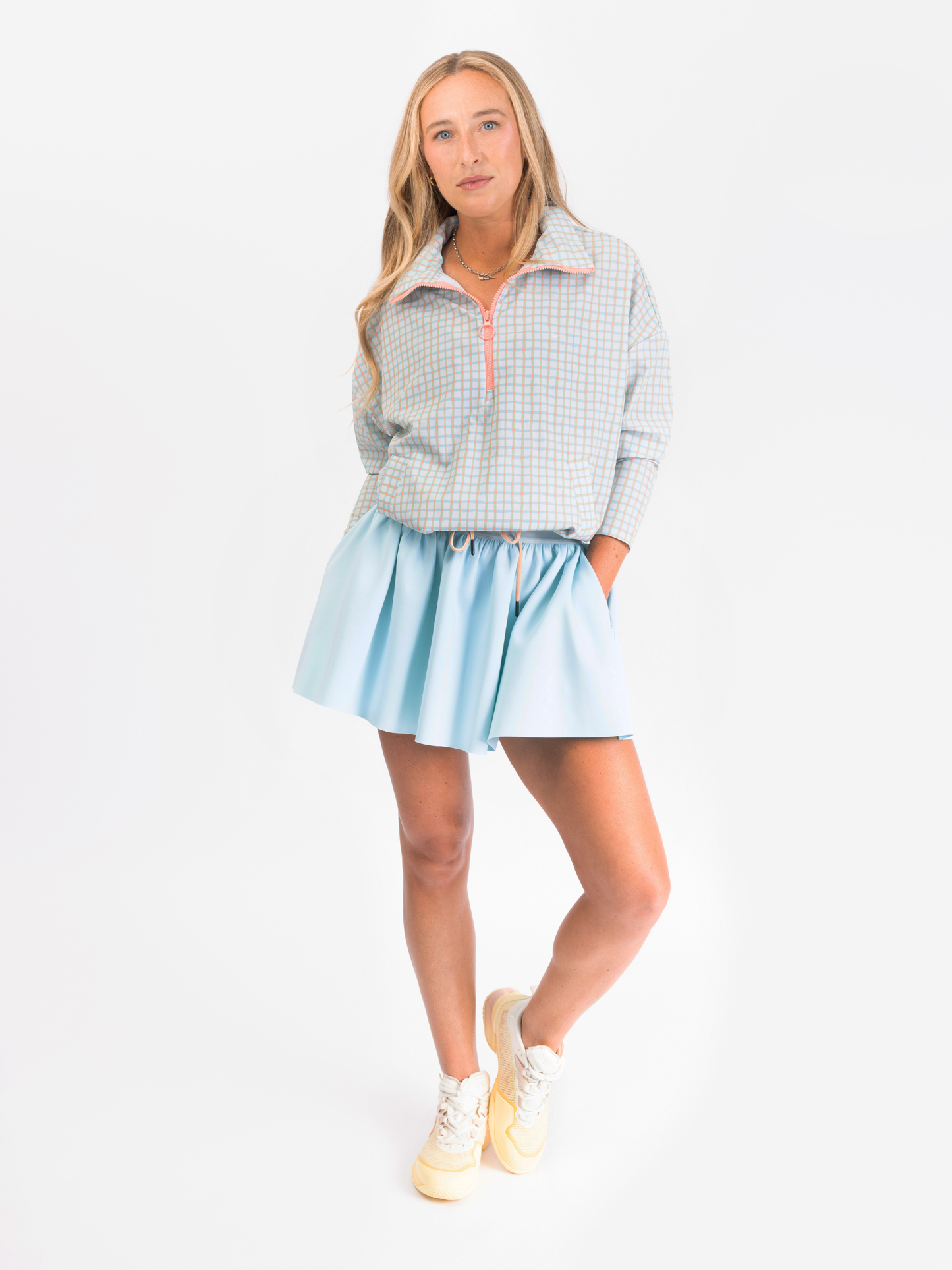 THE ROUTINE JACKET IN SHERBET GRID