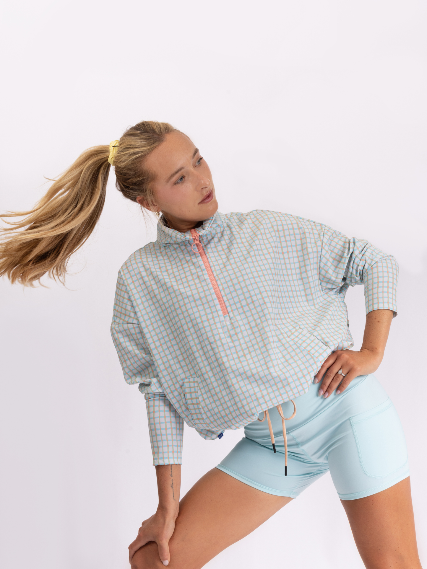 THE ROUTINE JACKET IN SHERBET GRID